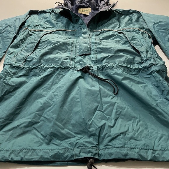 Vtg 90’s LL Bean Hooded Windbreaker Anorak Green Rain Jacket Shell Large Tall T - Picture 13 of 16